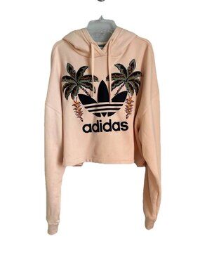 Adidas x FARM RIO Hoodie Loose Crop Sweatshirt Embroidered